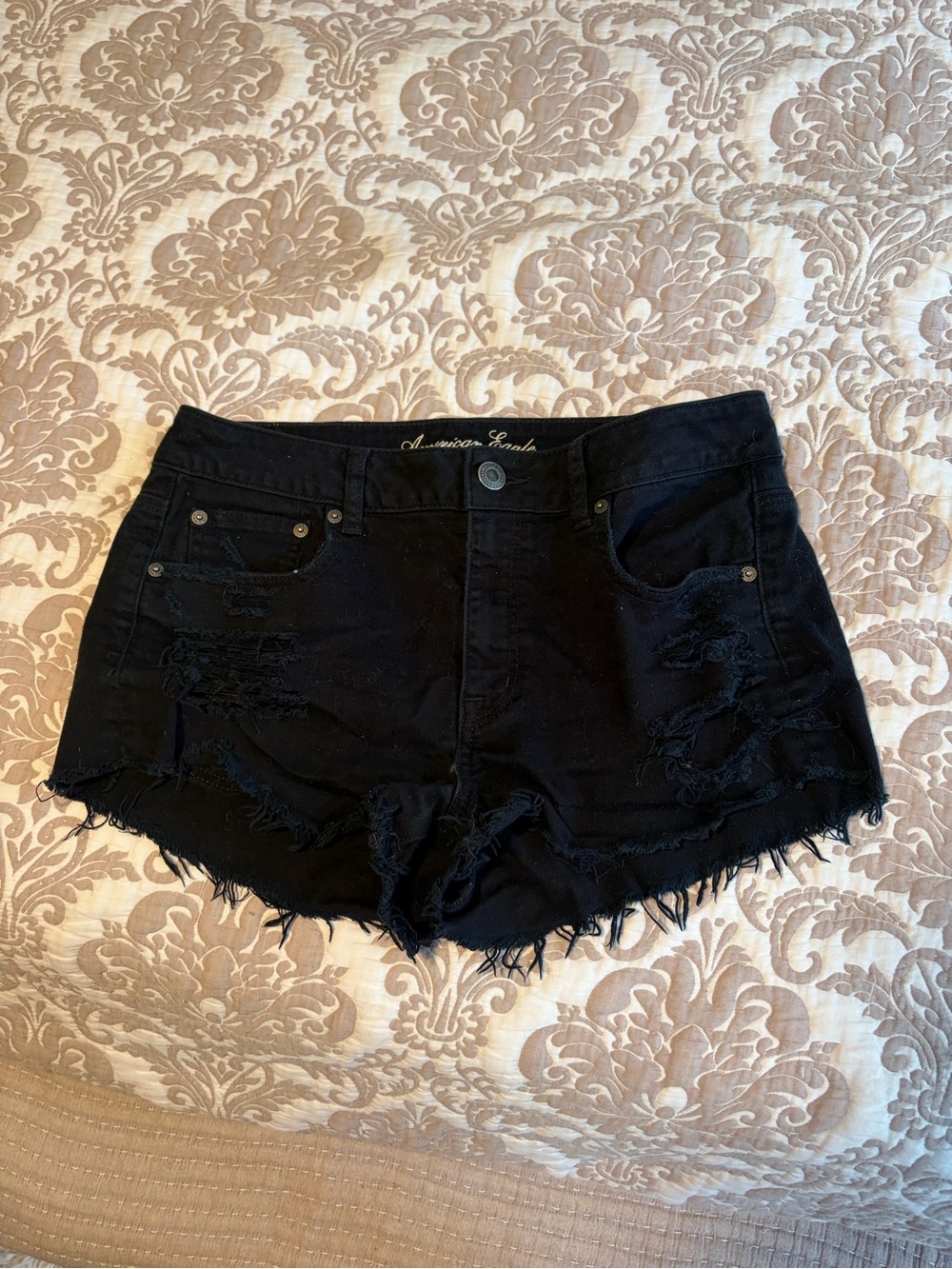 American Eagle Outfitters Black Distressed Cutoff Jean Shorts